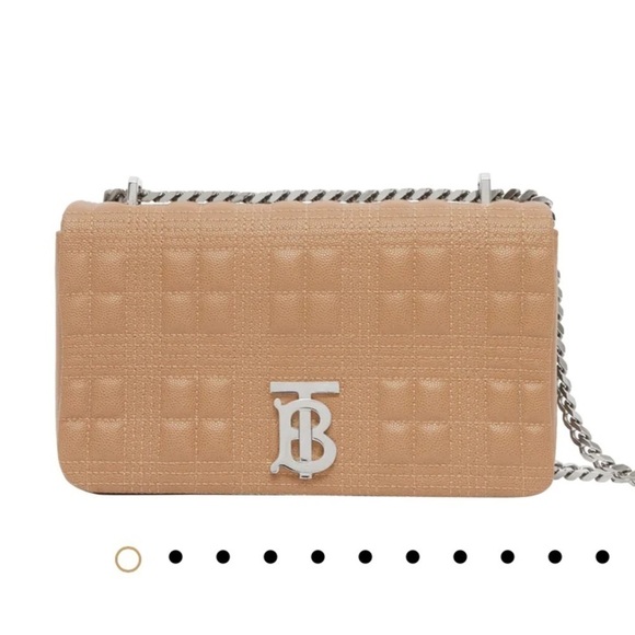 𝅺NWT BURBERRY Small Camel Quilted Grainy Leather Lola Bag - Picture 1 of 11